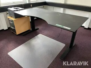 Hævesænkeborde, skuffer og printer - 4 dele