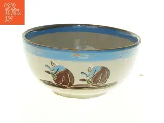 Keramikskål med dekoration fra Knabstrup i Arbejdsserien (str. 20 cm i diameter. og 9 cm)