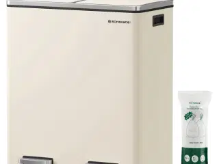 Skraldespand med to rum 2 × 30 l blød lukning, creme