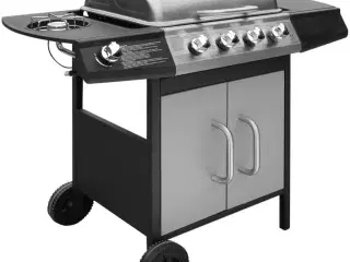 Gasgrill 4 + 1 grillzoner sort og sølvfarvet