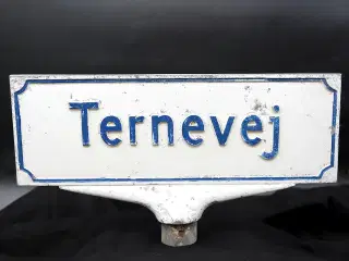 Vintage dansk vejskilt “Ternevej” i aluminium