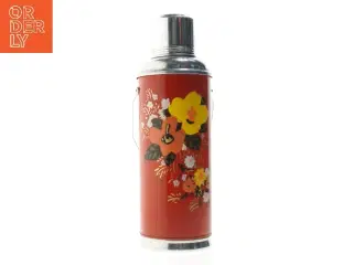 Rød termokande med blomstermotiv (str. 33 cm)