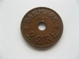 Færøerne flot kobber 2 øre 1941 U/Hjerte