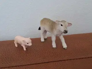 Schleich kalv og pattegris 
