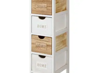 Kommode med 4 skuffer Home - hvid/brun 26 × 81 × 31,6 cm