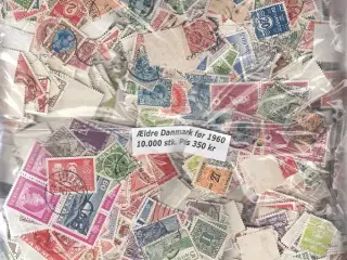 Danske frimærker. 10.000 stk. ældre,