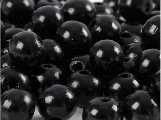 Sort Træperler 12 mm - Perfekte til Smykker og Håndarbejde