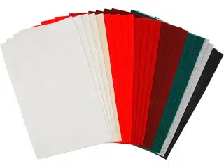 Hobbyfilt, ark 20x30 cm, tykkelse 1,5 mm, 180-200 g, ass. farver, 24ass. ark/ 1 pk.