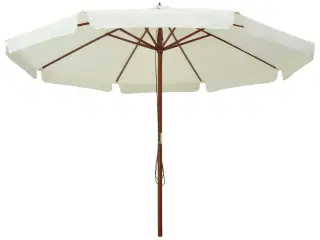 Udendørs parasol med træstang 330 cm sandhvid