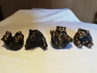 4 Kongelige brune stentøjs bjørne figurer 