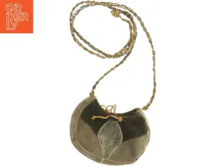 Broderet pung med flettet snor (str. 13 x 17 cm)