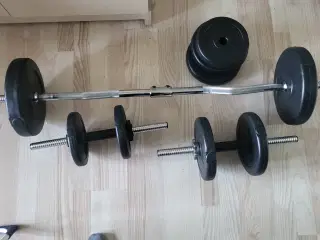 Vægtstænger med skiver samlet 30 kg