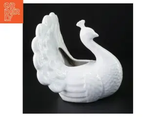 Hvid påfugl porcelænsskål Urtepotte(str. 16 x 18 x 17 cm)