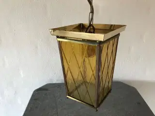 Retro lampe / lanterne i messing og glas