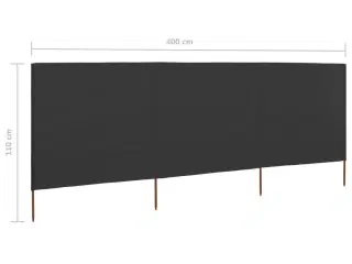 3-panels læsejl 400x80 cm stof antracitgrå