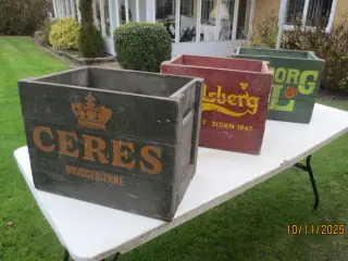 3 stk Retro Ølkasser Tuborg Ceres Carlsberg