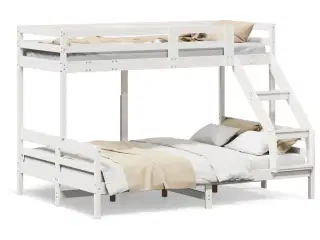 Køjeseng 90x200/140x200 cm massivt fyrretræ hvid