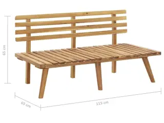 Havebænk med hynder 115 cm massivt akacietræ