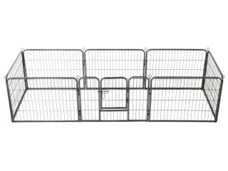Løbegård til hunde 8 paneler stål 60 x 80 sort