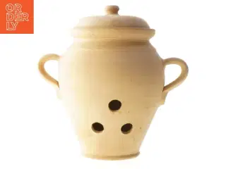 Terracotta løgkrukke med låg (str. Ø 12,5 cm længde 20,5 cm)