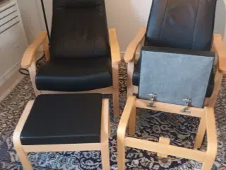 Farstrup 2 stlk. Relax læderstole med skamle 