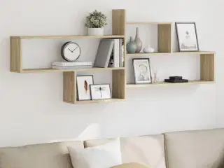 Væghylde 167,5x18x68 cm konstrueret træ sonoma-eg