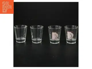 Sæt med 4 shotsglas med tryk (str. 5x6 cm)