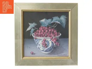 Maleri af bær i skål fra G&C (str. 33,5x33,5 cm)