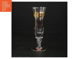 Dekorativt vinglas med gulddetaljer fra Muligvis Murano (str. Ø. 6 cm. længde. 17 cm)