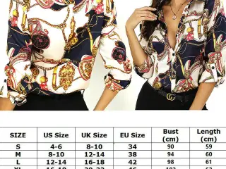 Skjorte med print af kædemønster Str:  L-XL-2XL.