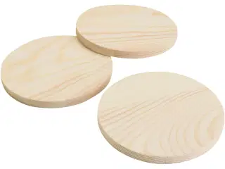 Coasters/glasbrikker i træ, H: 8 mm, diam. 9 cm, 12x5stk./ 1 pk.