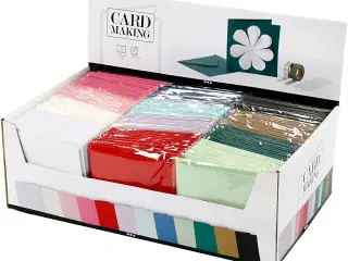 Elegante Kort og Kuverter - 12x10pk, Ass. Farver