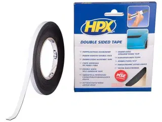 HPX dobbeltklæbende tape sort, 9mm x 10m