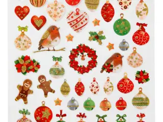 Stickers, julekugler og pynt, ark 15x16,5 cm, 1 ark