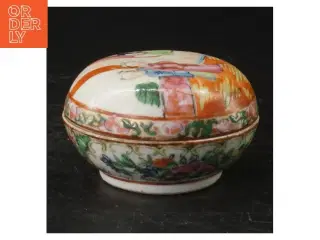 Håndmalet porcelænsskål med låg (str. Ø. 8 cm)