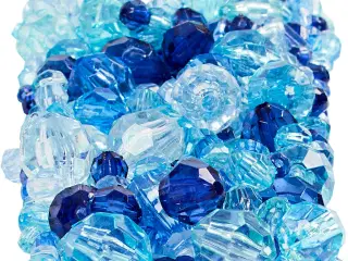 Facetperler, str. 4-12 mm, hulstr. 1-2,5 mm, blå harmoni, 250g/ 1 pk.