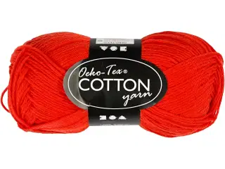 Kvalitets Bomuldsgarn 8/4 - Rød, 50g, 170m