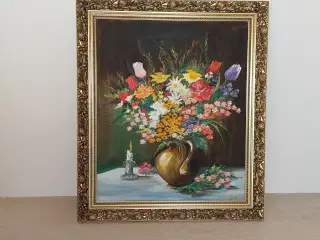 Maleri, blomster i krukke.