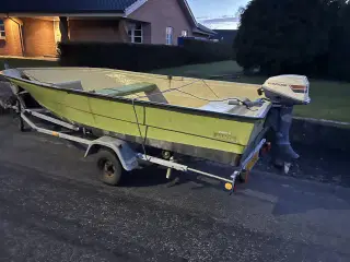 Jante jolle med motor og trailer
