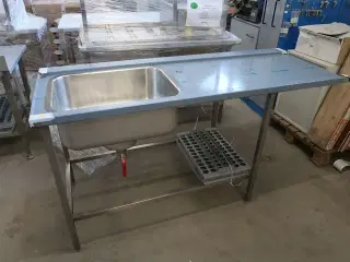 Rustfri stålbord m. vask 170x65xH90cm