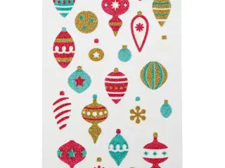 Glitterstickers, juleornamenter, ark 10x16 cm, 1 ark