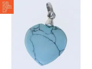 Hjerteformet vedhæng med blå sten (str. 2,5 cm)