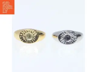 To signetringe med cirkelmønster (str. 52. millimeter. 2 styk)