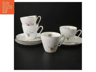 Sæt af kaffekopper med underkopper fra Egersund (str. 4 stk Ø 7,5 & 13,5 cm)