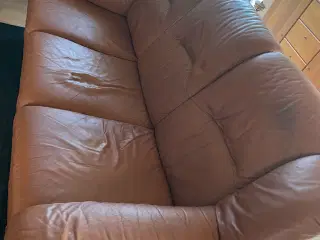 3 Pers Sofa ægte læder cognac farvet