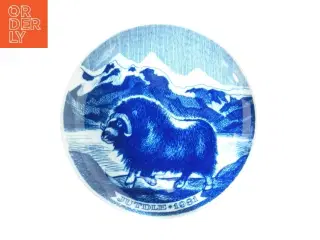 Grøndlandsk juleplatte med moskusokse motiv (str. Ø 20 cm)