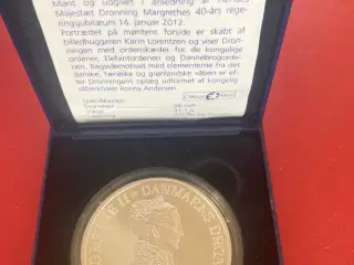 SMUK SØLV 500 KRONE 2012 MARGRETHE 40 ÅR regerings
