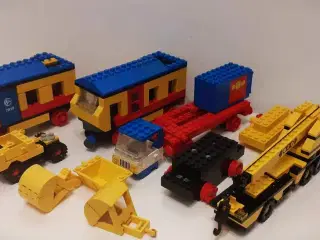 LEGO tog, stor kranbil, motorenhed med hjul m.m.
