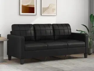 3-personers sofa 180 cm kunstlæder sort