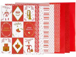 Designpapir i blok, str. 21x30 cm, 120+128 g, rød, hvid, 24ark/ 1 pk.